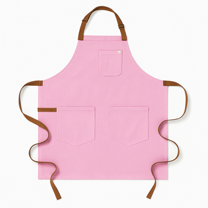 ผ้ากันเปื้อนทำงานผ้าฝ้ายสีดำ สายหนังสีน้ำตาล กระเป๋าสามช่อง ผ้ากันเปื้อนอเนกประสงค์สำหรับช่างตัดผม ร้านทำผม ครัว ร้านเสริมสวย - Product Image 2