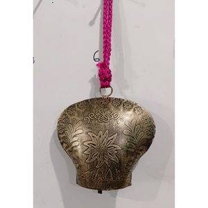 Custom Vintage Swiss Souvenir <b>Cow</b> <b>Bell</b> With Hand Painted Edelweiss Flower Embroidered Genuine Leather Strap Handle Rustic Decor - Product Image 4