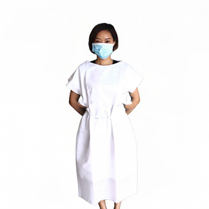 Robe d'hôpital à manches courtes pour patiente avec ceinture, robe d'allaitement d'été pour femme, robe à col rond pour femme - Product Image 3