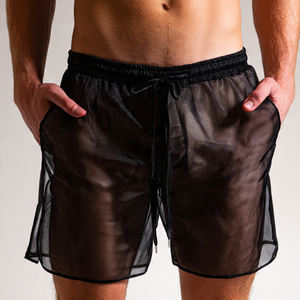 กางเกงขาสั้นตาข่ายขายส่งสำหรับผู้ชาย เอวสูงรูดเชือก กางเกงชายหาด กางเกงขาสั้นตาข่ายกันลม แห้งเร็วสำหรับผู้ชาย - Product Image 4