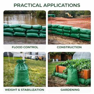 Sac en polypropylène tissé robuste avec cordon de serrage pour la lutte contre les inondations, la construction, le jardinage et la stabilisation - Product Image 6