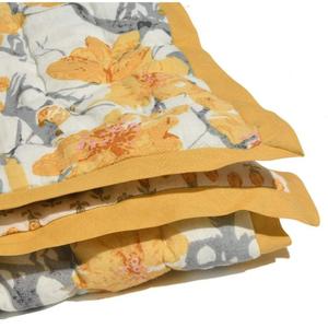 Couverture matelassée 100 % coton biologique, motif floral moderne jaune, ensemble de couette en coton matelassé, pour toutes les saisons, usage domestique, motif jaune et gris - Product Image 3