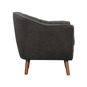 Fauteuil d'appoint moderne du milieu du siècle, 1 pièce, tissu chenille couleur anthracite, dossier capitonné, pieds en bois brun massif - Product Image 5