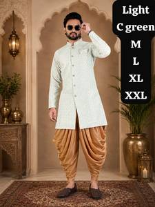 Conjunto de Kurta Tradicional Indio-Occidental de Verano para Hombre, Dhoti de Seda, Tela Importada Premium Antiarrugas para Bodas y Fiestas, Talla XL - Product Image 1