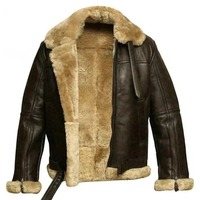 Veste bomber en cuir B3 faite à la main pour hommes, manteau d'aviateur en peau de mouton