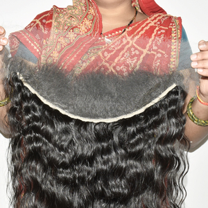 Extensiones de Cabello Humano Virgen 100% Natural, Rizado, Negro, 13*4 Frontal, Sin Procesar, de Templo Indio, Sin Encaje - Product Image 5