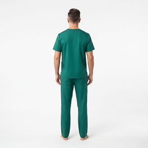 Ensemble de tenue médicale pour hommes : Haut à col en V et pantalon cargo, doux, respirant et extensible, pour le personnel infirmier - Product Image 2