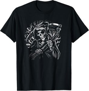 T-shirts d'été décontractés à col rond, manches courtes, coupe ajustée, respirants, écologiques, avec imprimé graphique tête de mort de designer, en tricot - Product Image 1