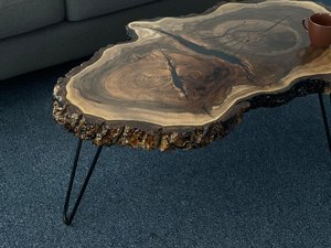 Handcrafted Natural Rustic Natural <b>Epoxy</b> Wood Log Slice <b>Coffee</b> <b>Table</b> Irregular Shape Hairpin Legs Durable Indoor Living Room - Product Image 2