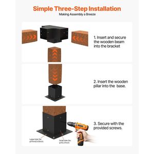 Kit Staffe per Pergola 4x4 Pollici, 2 Pezzi, Connettori Angolari a 4 Vie per Carichi Pesanti, Base per Montanti Fai-da-te per Lavori in Legno, Supporti per Mensole - Product Image 6