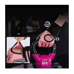 Gants de sport en cuir demi-doigts pour hommes et femmes, avec protection de la paume, pour le cyclisme et l'entraînement - Product Image 2