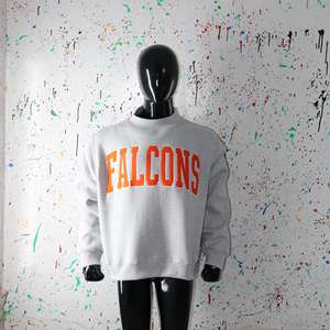 Sudadera FALCONS HEATHER GREY con Cuello Alto, 100% Algodón, Apliques Bordados en Naranja, Cuello Ancho, Hilos Finos - Product Image 6