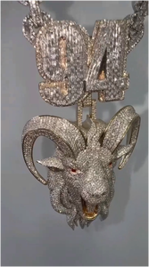 จี้ห้อยคอรูปหัวแพะ 3 มิติ สไตล์ฮิปฮอป ประดับเพชรโมอิสซาไนต์ ชุบทองคำแท้ S925 ผ่านการทดสอบเพชร ได้รับการรับรองจาก CONCEPTION GRA  แบบสั่งทำพิเศษ - Product Image 3