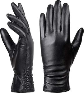 Gants de cyclisme rétro en cuir de mouton véritable, vente en gros d'usine, chauds, compatibles écran tactile, pour activités de plein air printemps-automne - Product Image 5