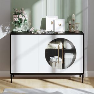 Credenza con Anta in Vetro Temperato per Soggiorno, Sala da Pranzo o Cucina - Product Image 1