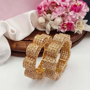 Luxury American CZ Stone Imitation Pearl <b>Bangles</b> <b>Set</b> Sparkling Bridal Wedding Jewelry Trendy Fancy Party Wear Women - Product Image 4