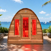 Sauna extérieur en pin thermo-traité, sauna carré à vapeur pour 2 à 6 personnes, chauffage au bois avec option de luminothérapie rouge, Wi-Fi intelligent