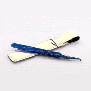 Pince à épiler pour extension de cils avec logo personnalisé pointe en fibre d'acier inoxydable avec étiquette privée et pochette d'emballage - Product Image 5