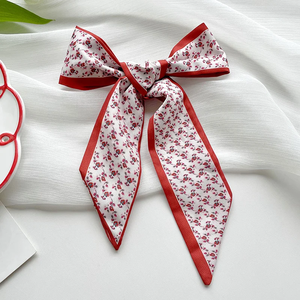 <b>Red</b> Series Flowers Bag Handbag Handle Ribbon <b>Scarf</b> Hair Head Band Neck <b>Scarf</b> Neckerchief <b>Scarf</b> Handle Wrap Silk Ribbon for Women - Product Image 6