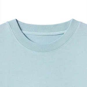 เสื้อยืดคอกลมสีฟ้าอ่อนสำหรับผู้หญิง ผ้าฝ้าย 100% ทรงหลวม สวมใส่สบาย แขนสั้น ระบายอากาศได้ดี เหมาะสำหรับฤดูใบไม้ผลิและฤดูร้อน สีพื้น ผ้าถัก - Product Image 5