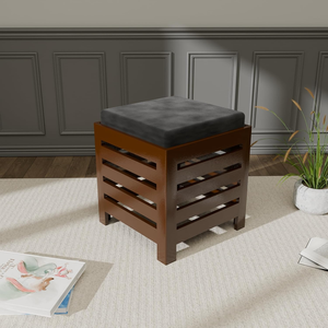 Handcrafted Wooden <b>Stool</b> with Fabric Cushion Solid Wood Upholstered Sitting Seat for Bedroom Living <b>Room</b> <b>Dressing</b> Area and Home - Product Image 1