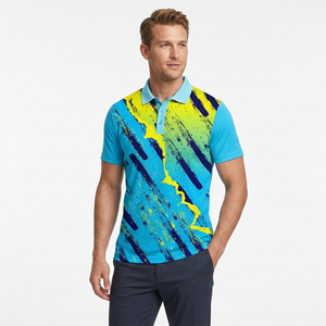 <b>Men's</b> Short Sleeve Polo Shirt With Geometric Pattern Sublimation Print Quick Dry Knitted Polyester Casual Regular Fit - Product Image 2