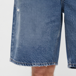 Shorts en jean pour hommes à taille élastiquée, coupe ample, style américain, haute qualité, style urbain - Product Image 3