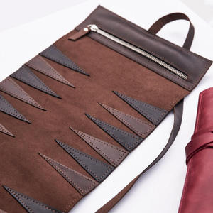 Factory Supply Portable Roll-up High Quality Eco-Friendly Durable PU Leather Customizable <b>Backgammon</b> <b>Pieces</b> Set Custom Logo - Product Image 2