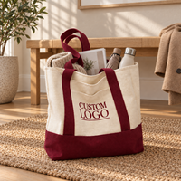 Grand sac de courses écologique personnalisé en toile robuste bicolore avec large bandoulière pour studio de yoga et sorties quotidiennes