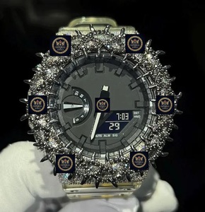 Montre automatique mécanique de luxe sportive et tendance Hip Hop en acier inoxydable avec lunette à pointes et moissanite, verre 42mm, collection Imperial Jewels - Product Image 1