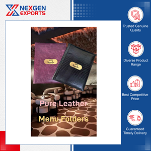 Nexgen Exports - Carpeta de Menú para Restaurante de Cuero PU Hecha a Mano de la Mejor Calidad y Altamente Duradera con Logotipo y Diseño Personalizados, Origen India - Product Image 3