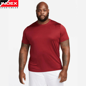 INDEX Men's Red Short Sleeve T-Shirt O-Neck Regular Fit Quick Dry Sporty Knitted Polyester Solid Color - Product Image 3