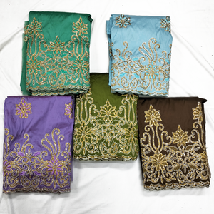 Alta calidad 5 + 2 yardas con cuentas George tela seda cruda piedra dorada trabajo hecho a mano tocado africano y vestido para mujeres adultos - Product Image 6