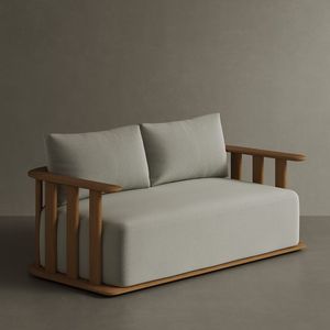 Canapé en teck massif de qualité supérieure avec rembourrage épais et structure linéaire robuste pour les intérieurs contemporains de luxe - Product Image 1