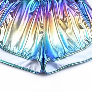 Women Hot Shorts Shiny Metallic Shorts Elastic Drawstring Summer Holographic Wet Look <b>Booty</b> Shorts Bottoms Raves Festivals - Product Image 5