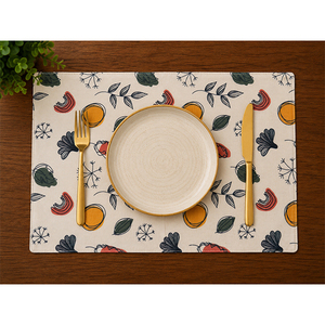 Premium Cotton <b>Placemat</b> with Colorful Abstract Botanical Print | Modern Printed Dining Table Mat for Home, Restaurant & Cafe - Product Image 1