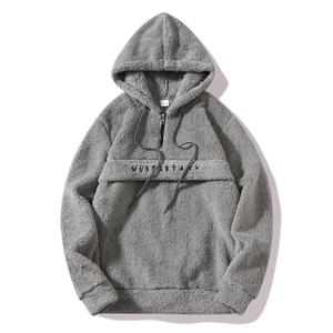 Sudadera con capucha y cremallera de un cuarto OEM personalizada con bordado, unisex, holgada, de forro polar, con estampado de letras, de peso pesado, para otoño, poliéster/algodón - Product Image 1