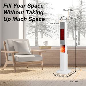 Stufa Elettrica Portatile a Torre in Ceramica da 1500W, 3 Modalità di Ventilazione, 5 Opzioni Timer, Telecomando, Fiamma 3D - Product Image 6
