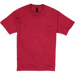 Men's Red Short Sleeve T-<b>Shirt</b> Regular Fit 100% Cotton Jersey O-Neck Casual Solid Color Pocket Front Blank Design - Product Image 1