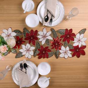Moderna y Encantadora Manteles Individuales Vintage con Cuentas Hechas a Mano, Bordado Floral de Encaje y Tela, Forma Cuadrada para Uso en la Cocina - Product Image 6