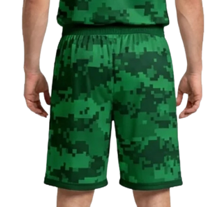 Conjunto de Uniforme de Baloncesto Personalizado para Hombre, Camuflaje Digital Verde, Jersey sin Mangas con Cuello en V, Pantalones Cortos, Números Amarillos Neón, Venta al Por Mayor - Product Image 6