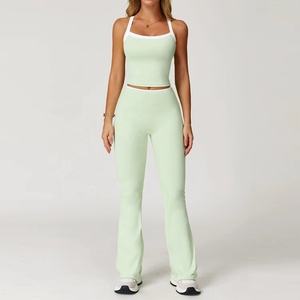 Yoga <b>Set</b> - Color-Contrasting Crossed Back Tight Yoga Clothes for Women - Running Fitness and Sports <b>Set</b> - Product Image 4
