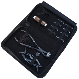 Kit d'outils pour extensions capillaires avec applicateur de bandes adhésives robustes, outil de sectionnement des doigts, aiguilles de tissage, pinces antidérapantes pour salon - Product Image 1