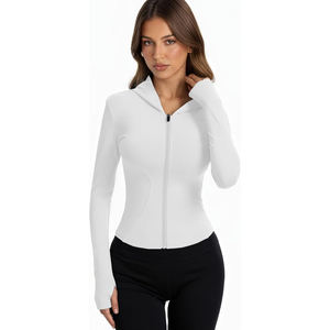Chaqueta deportiva de nailon transpirable para mujer, ligera, elástica, con cremallera, para yoga. - Product Image 3