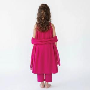 ชุดทูนิคผ้าคอตตอนมัลมัลมัลมัลมัลมัลมัลมัลลูกแพร์ปักลายสำหรับเด็กสีชมพูอมม่วงแดง - Product Image 4