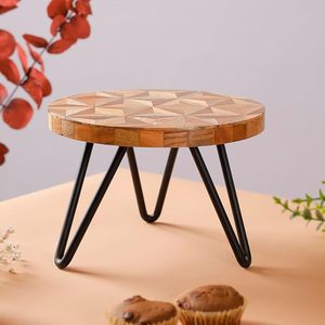 3 Tier <b>Rotating</b> Cake <b>Stand</b> Set Wooden Look Dessert <b>Display</b> Rack Turntable for Bakery Party Table - Product Image 5
