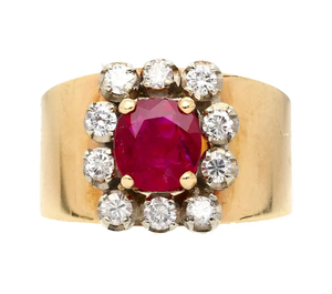 Anillo Vintage Chapado en Oro de 18K con Rubíes Creados en Laboratorio y Detalles de Diamantes, Engaste de Garra, Joyería de Compromiso para Mujer, Piedra de Nacimiento de Julio - Product Image 4