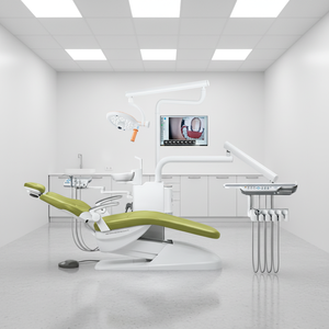 Fauteuil dentaire complet 2026 d'occasion en bon état, avec lampe chirurgicale LED noire, alimentation électrique, garantie 5 ans, certifié CE - Product Image 4