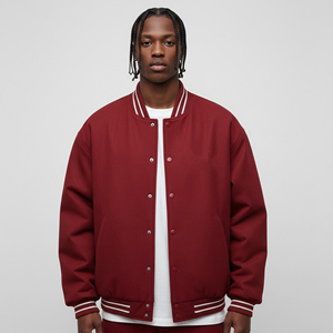 Wholesale Custom Made 100% Wool Canvas Winter Men's Hooded Varsity <b>Jacket</b> High Street Custom Printed Front Logo Breathable - Product Image 3