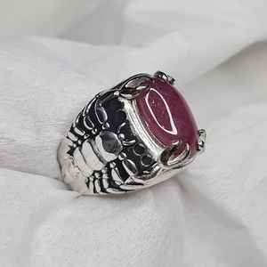Natural <b>Ruby</b> <b>Mens</b> <b>Ring</b> Alpaca Mixed Metal Scorpion Handmade Gemstone Silver <b>Ring</b> Luxury Jewelry Gift For <b>Men</b> - Product Image 3